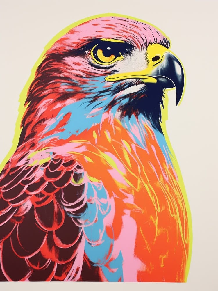 Andy Warhol Style Bird Red Tailed Hawk 4