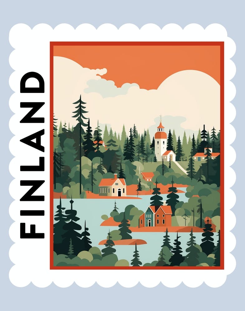 Finland 3 Travel Stamp Poster