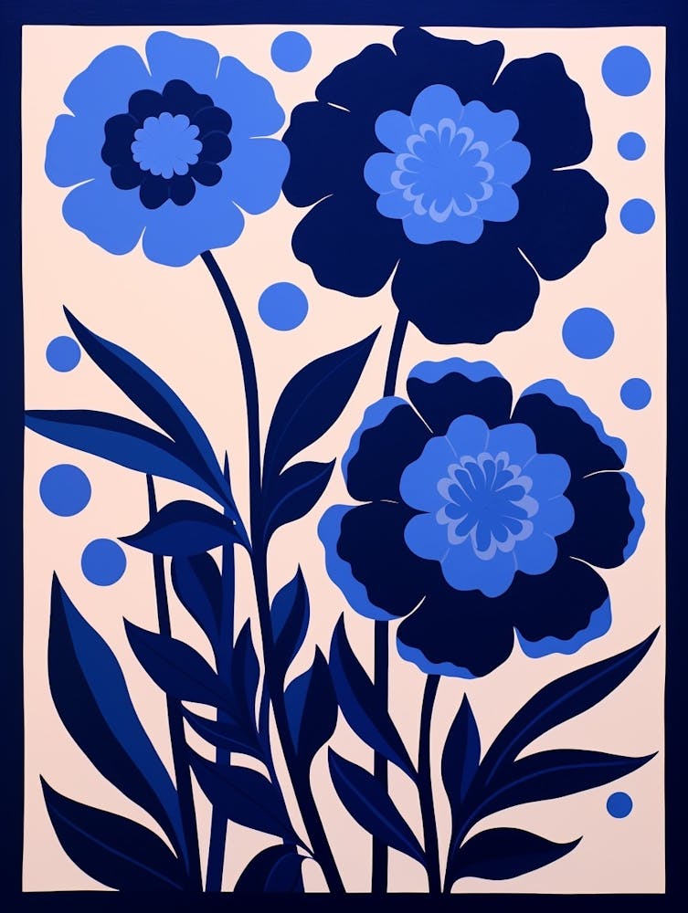 Blue Flower Illustration Carnation 2