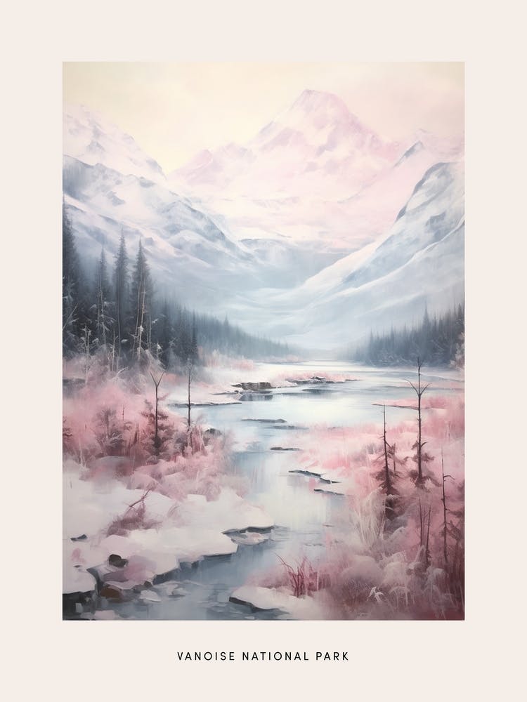 Dreamy Winter National Park Poster  Vanoise National Park France 4