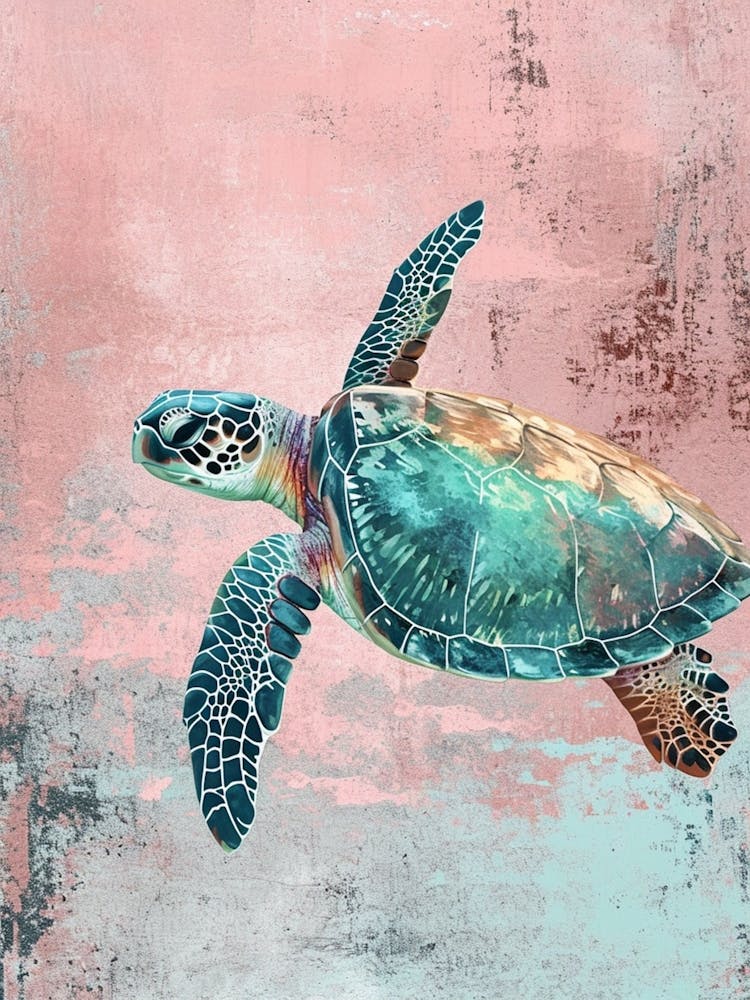 Textured Brushstrokes Of A Sea Turtle 2