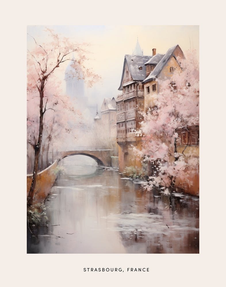 Dreamy Winter Painting Poster Strasbourg France 3