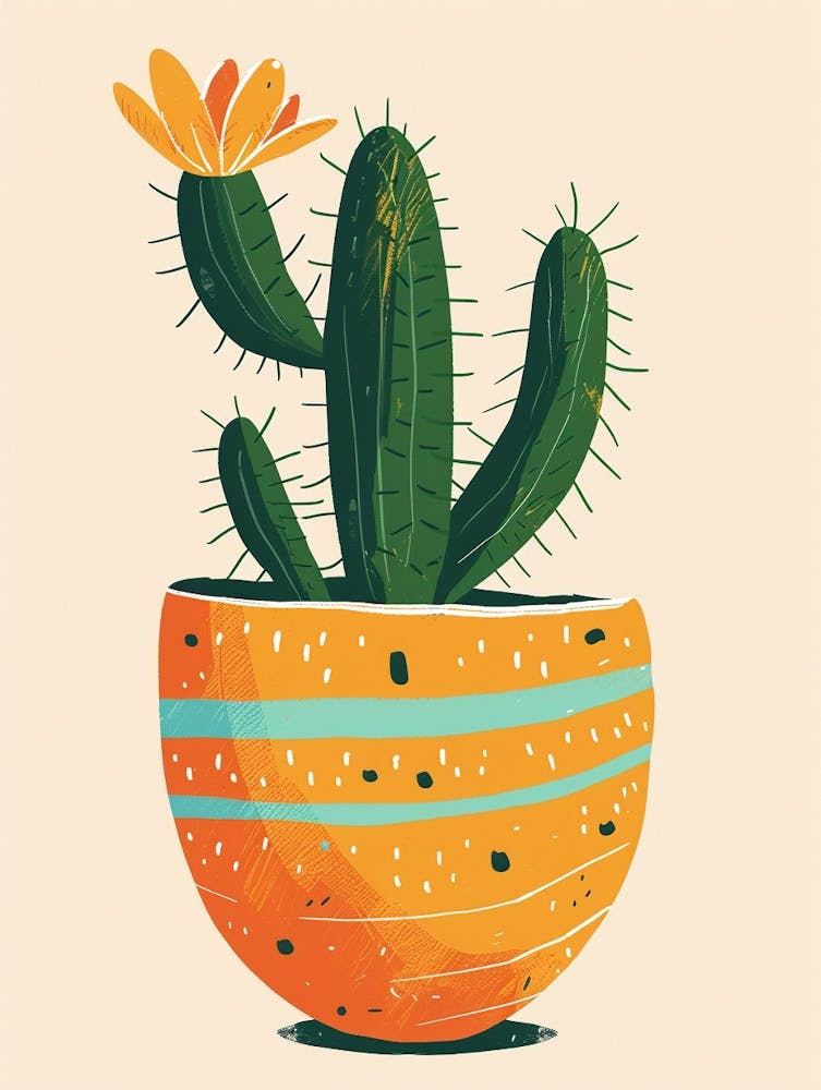 Easter Cactus Plant Minimalist Illustration 6