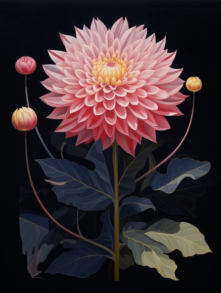 Dahlia 3 Illustration Florale Inspirée de Hilma Af Klint