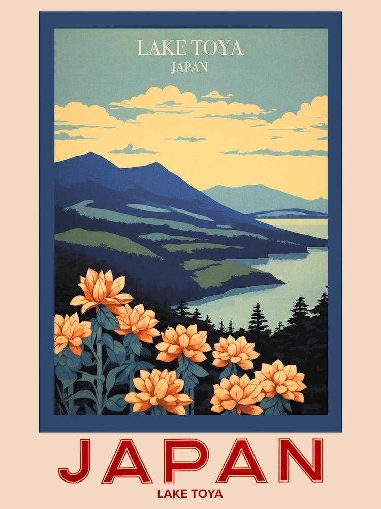 Lake Toya, Visit Japan Vintage Travel Art 4 Poster