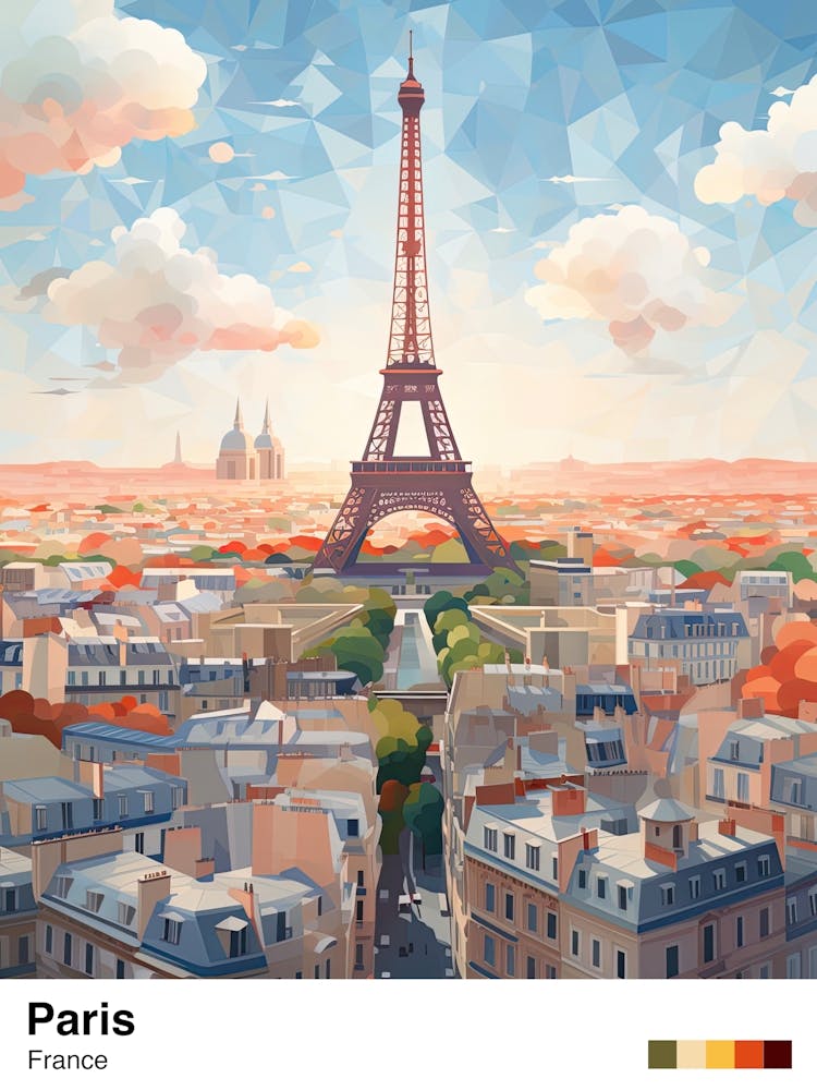 Paris View   Geometric Vector Illustration 0 Poster