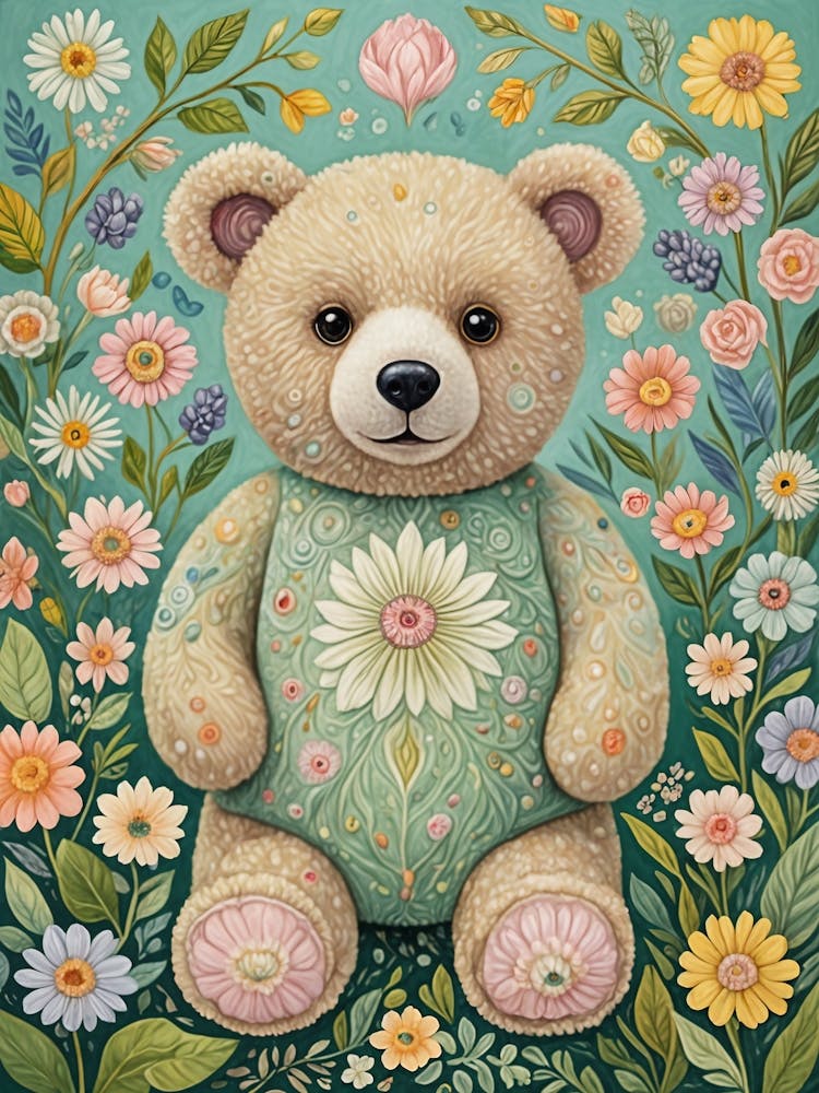 Teddybär mit Blumen