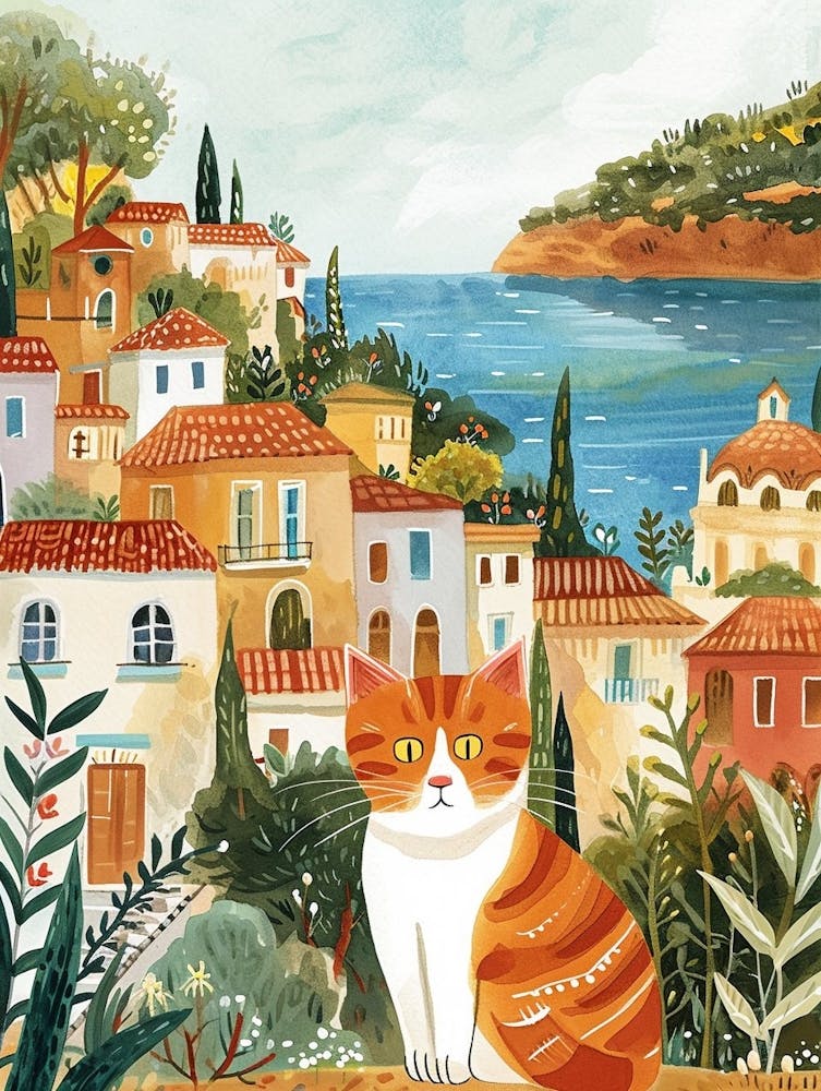 Manx Cat Storybook Illustration 3