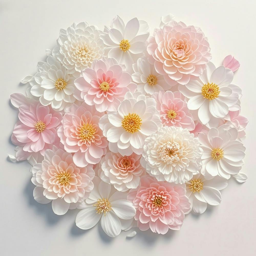 Pink Dahlias On White Background