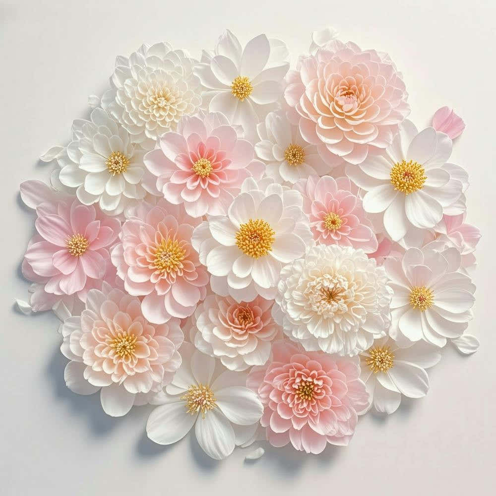 Pink Dahlias On White Background
