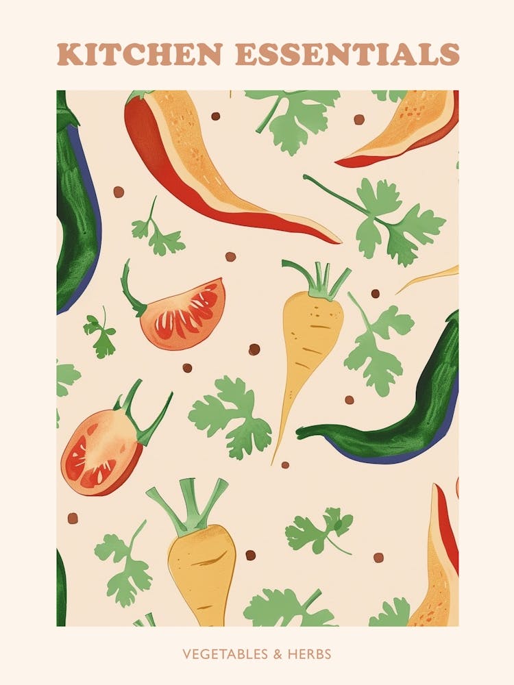 Vegetables & Herbs Pattern 1 Poster