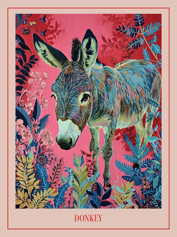 Florale Tiermalerei Esel 3 Poster