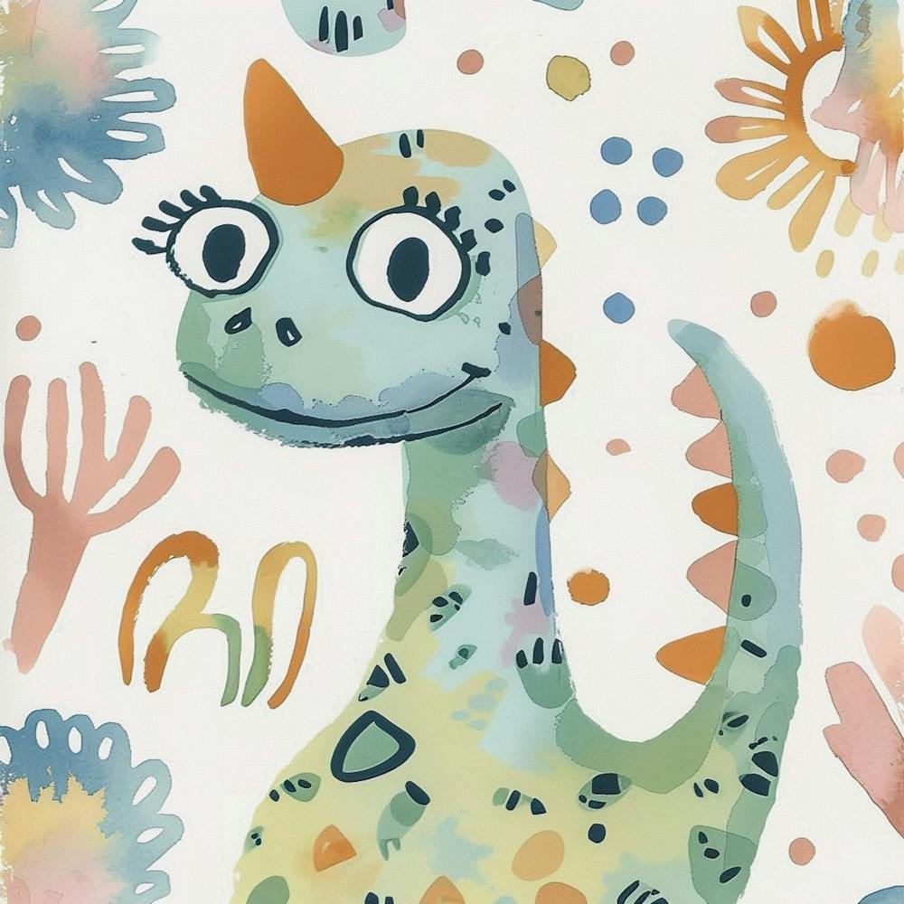 Cute Muted Pastels Pachycephalosaurus Dinosaur 2