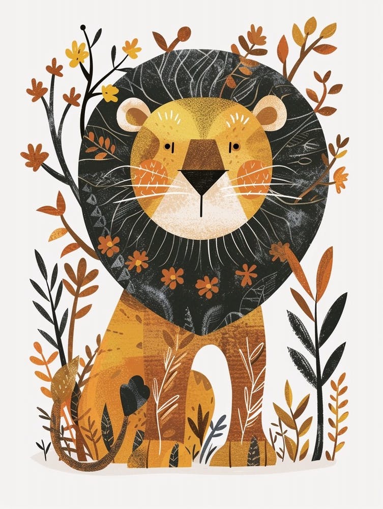 Lion Africain Lion Dans Différentes Saisons Clipart 2