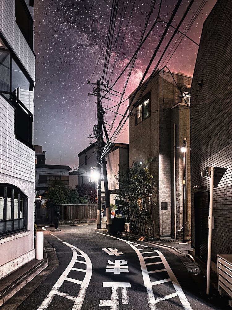 Quiet Street In Japan At Night