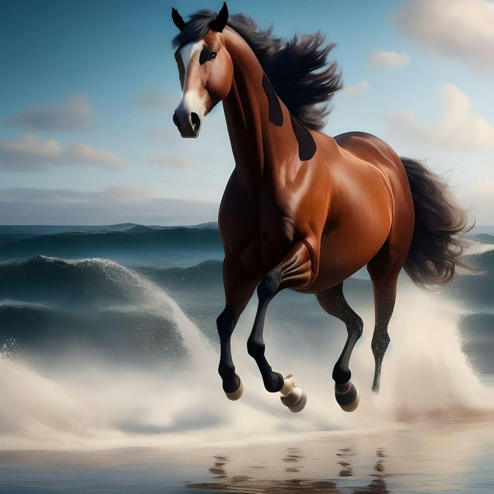 Horse Running On The Beach