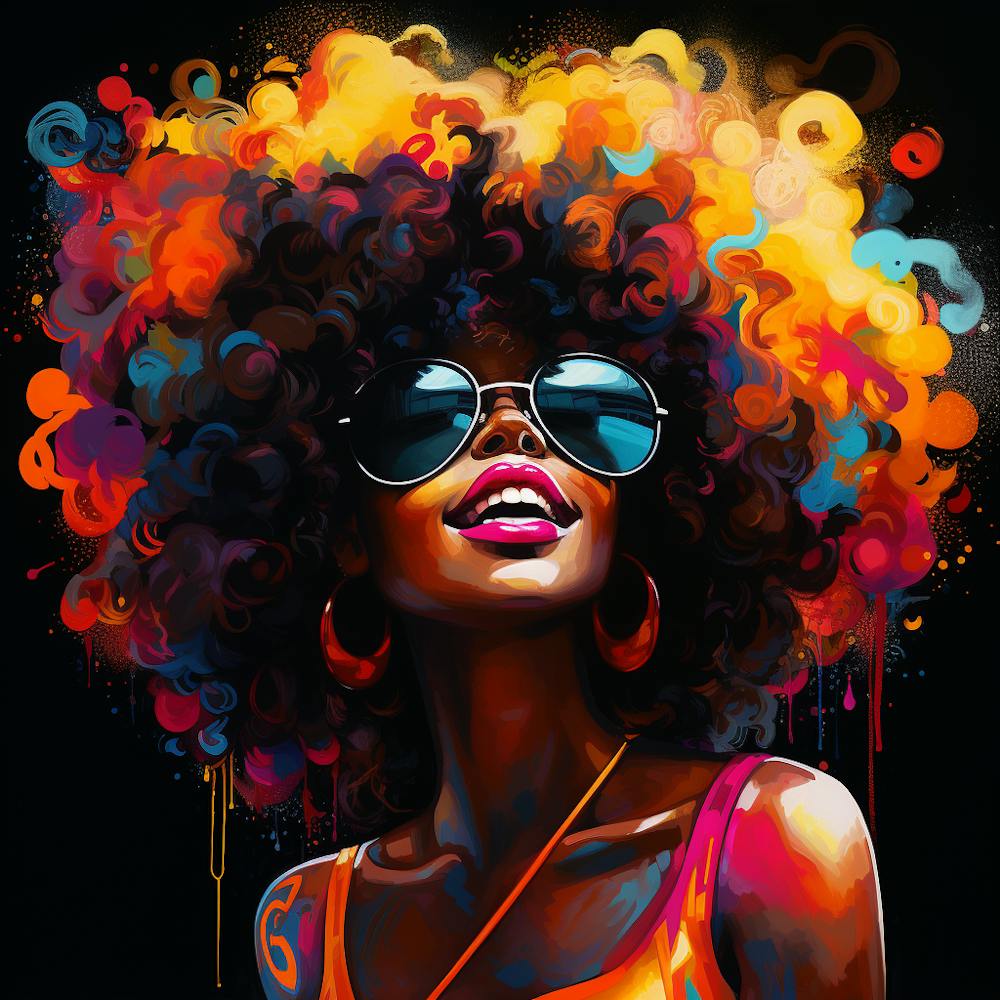 Maraclemente Black Woman Abstract Sun Glasses Afro Neon Colors 3