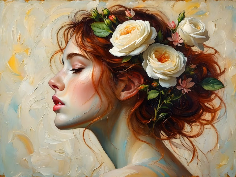 Portrait Of A Woman With Flowers