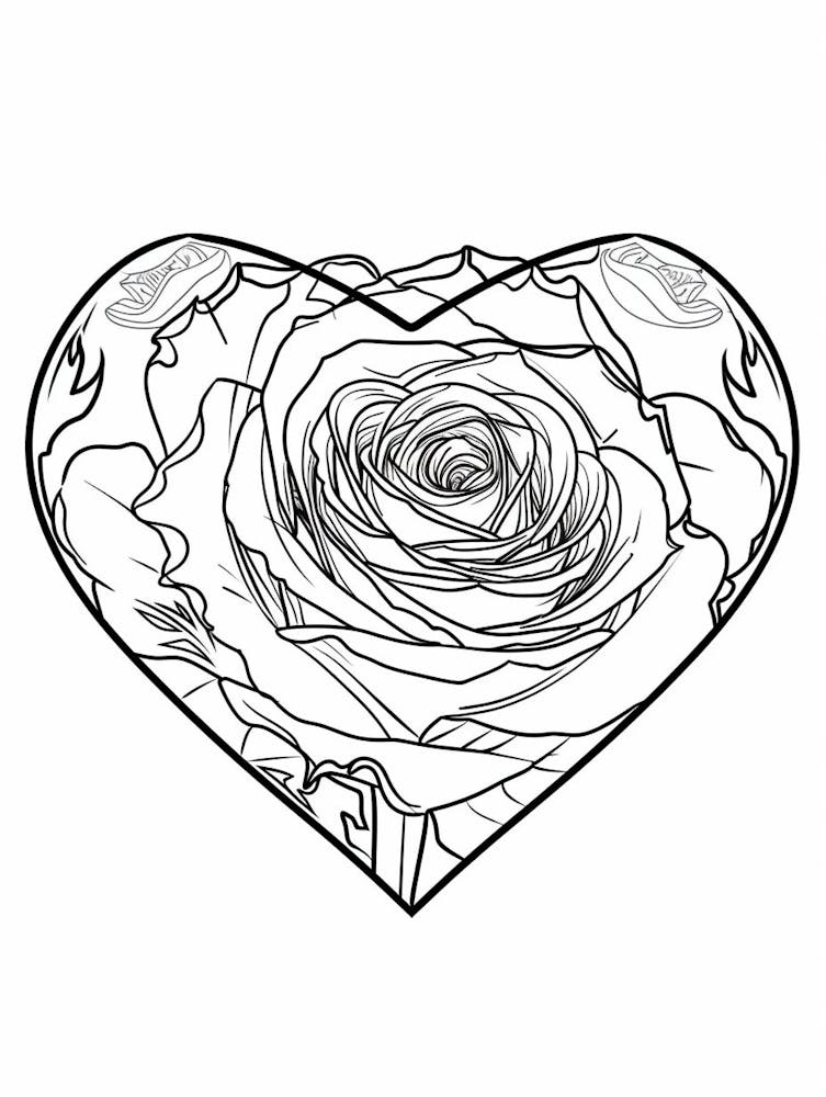 Rose Heart Line Drawing 1