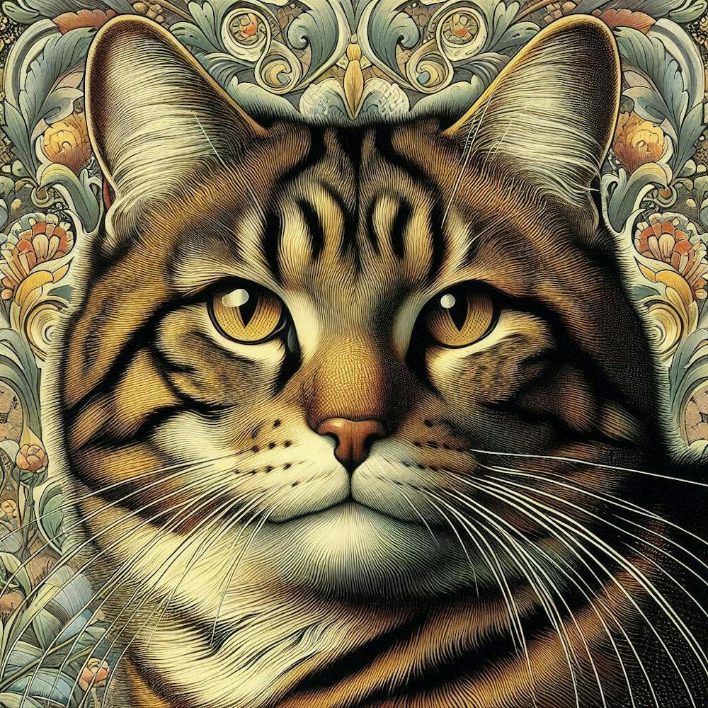 Cat With A Floral Background