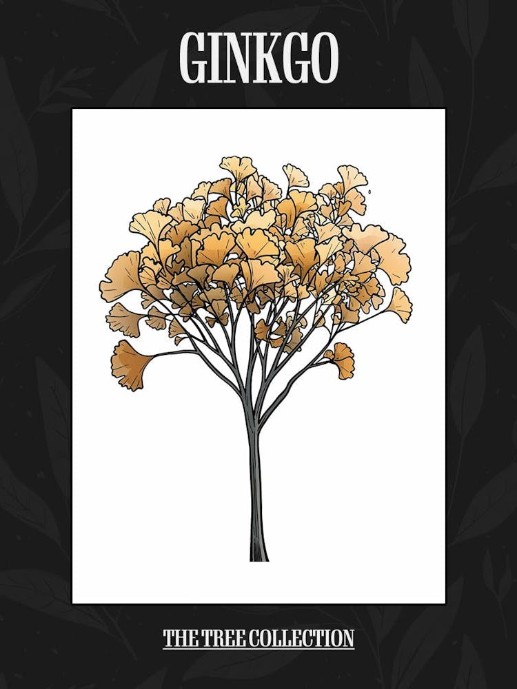 Ginkgo Tree Pixel Illustration 1 Poster