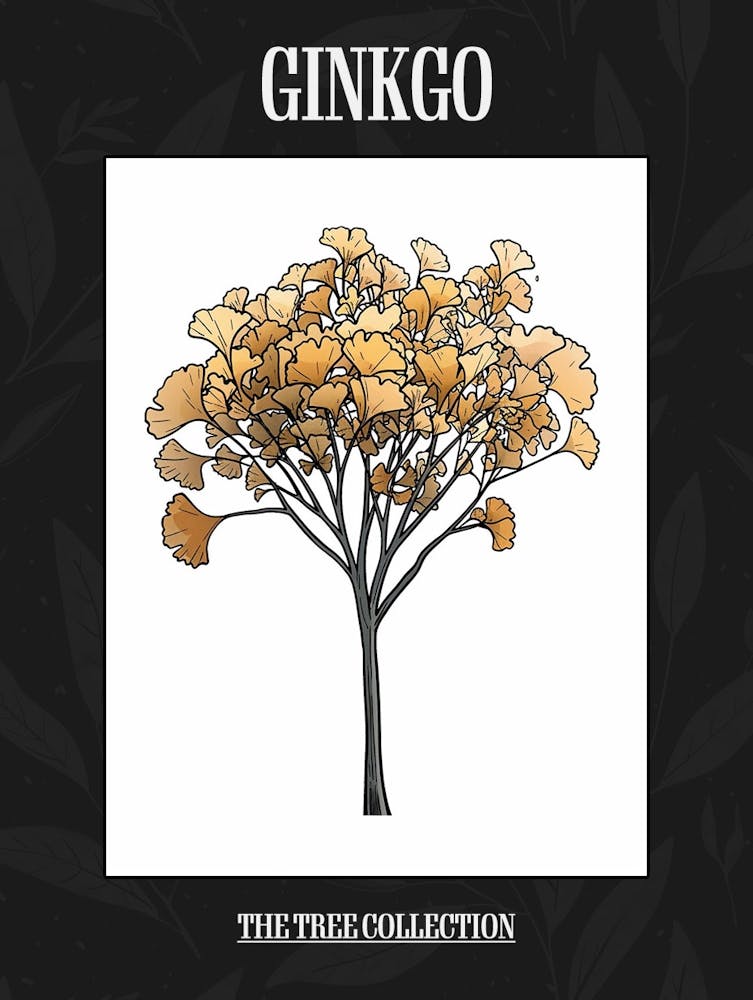 Ginkgo Tree Pixel Illustration 1 Poster
