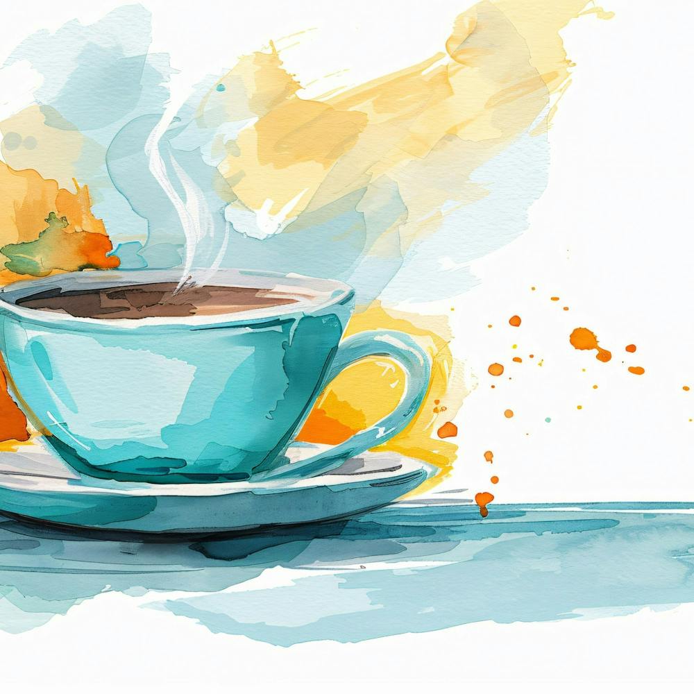 Peinture à l'Aquarelle Tasse à Café