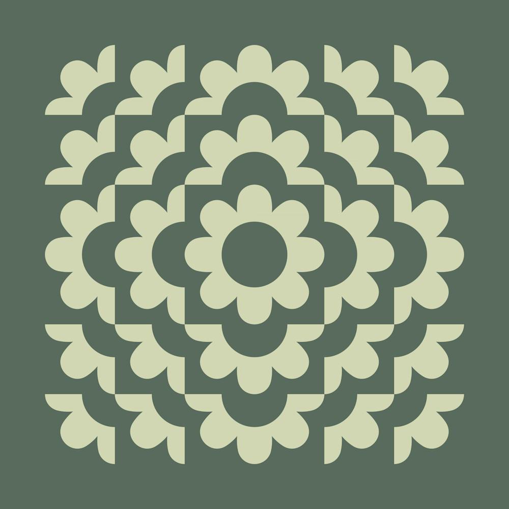 Abstract Flowers Pattern 2 In Sage Greenery Green Summer 02