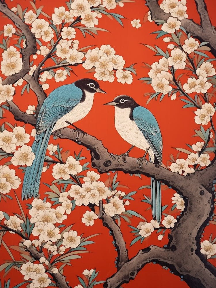 Blossoms And Birds 2 Vintage Japanese Botanical