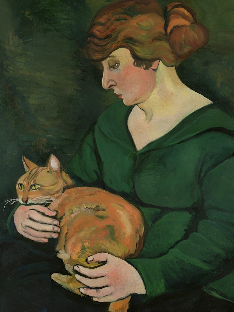 Woman With A Cat, Vintage Woman Portrait