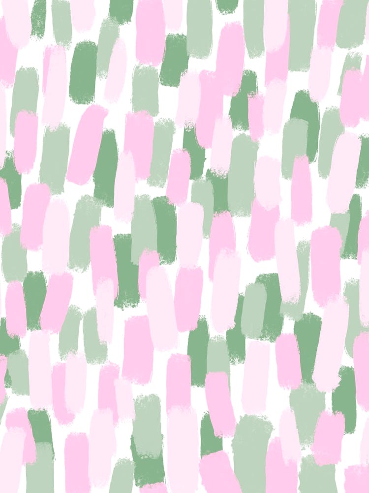 Pink And Green Paint Brush Strokes Spring Summer Abstract