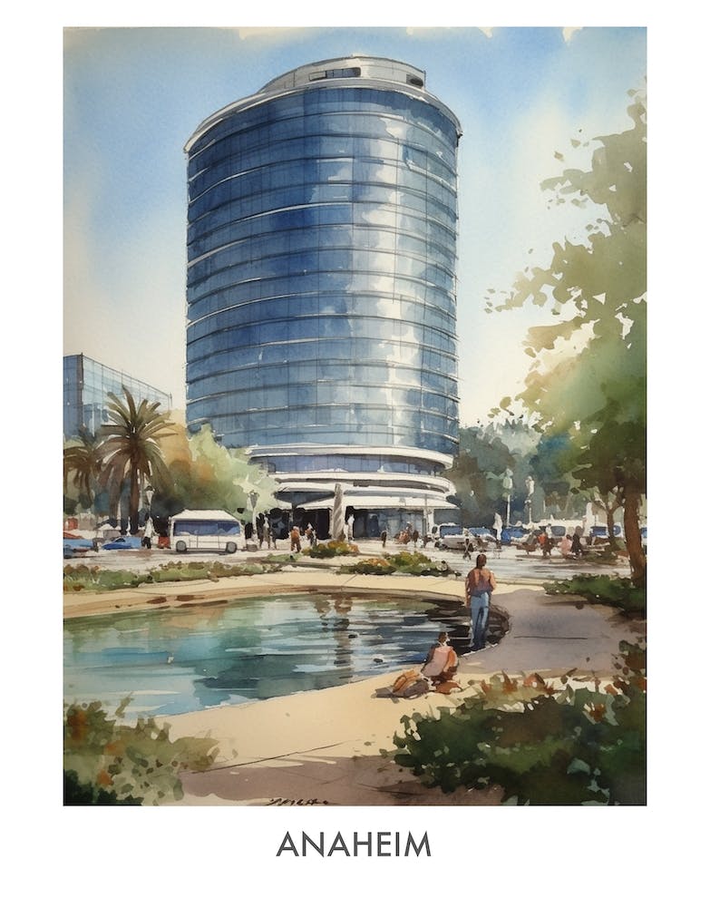 Anaheim Aquarelle 2 Affiche de Voyage
