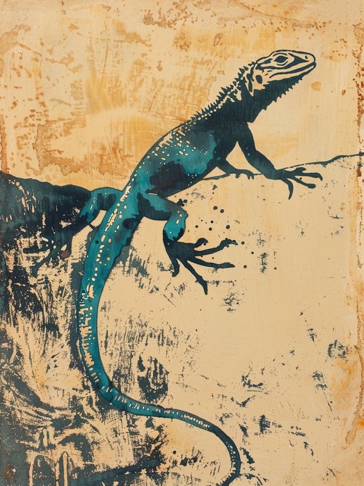 Jamaican Iguana Block Print 3