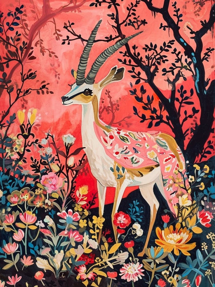 Floral Animal Painting Gazelle 1
