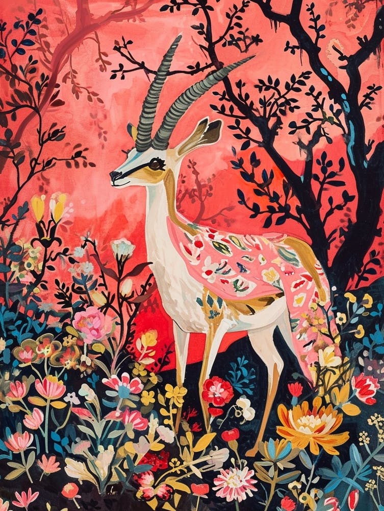 Floral Animal Painting Gazelle 1