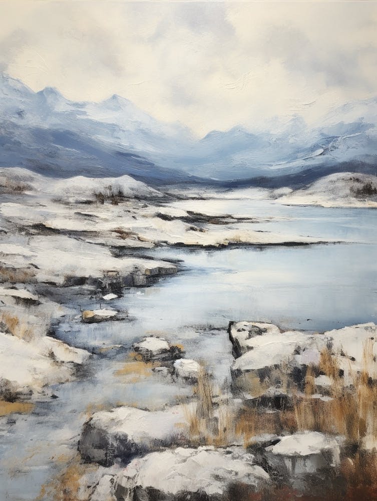 Vintage Winter Painting Patagonia Argentina 1