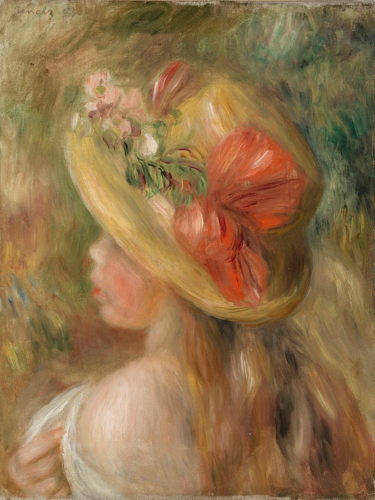 Young Girl With Hat, Pierre Auguste Renoir