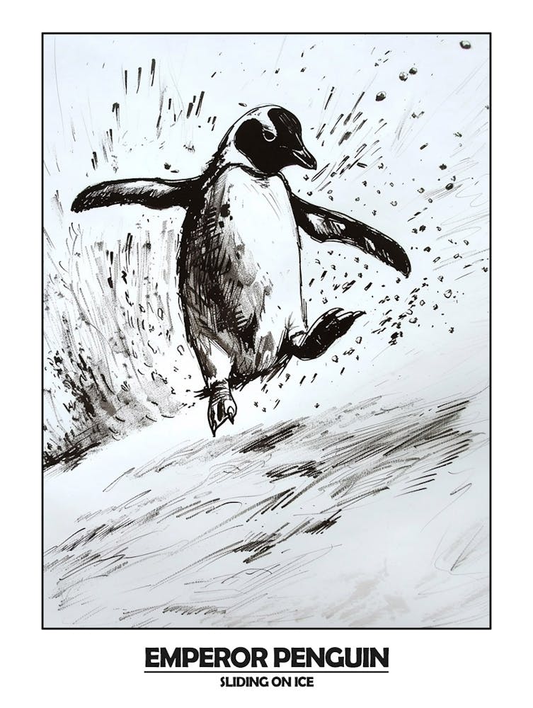 Penguin Sliding On Ice Poster 3