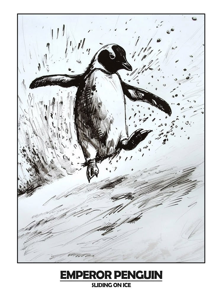 Penguin Sliding On Ice Poster 3