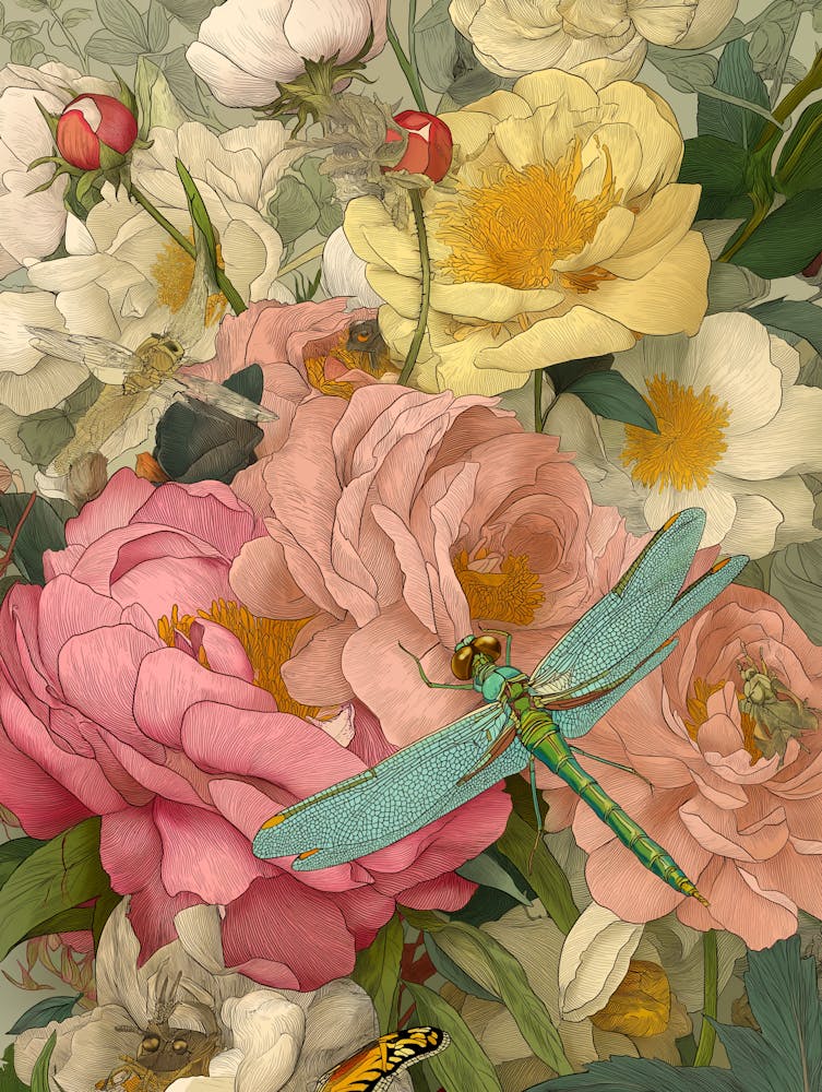 Dragonfly Vintage Pastel