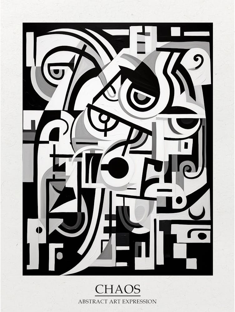 Chaos Abstract Black And White 5 Poster