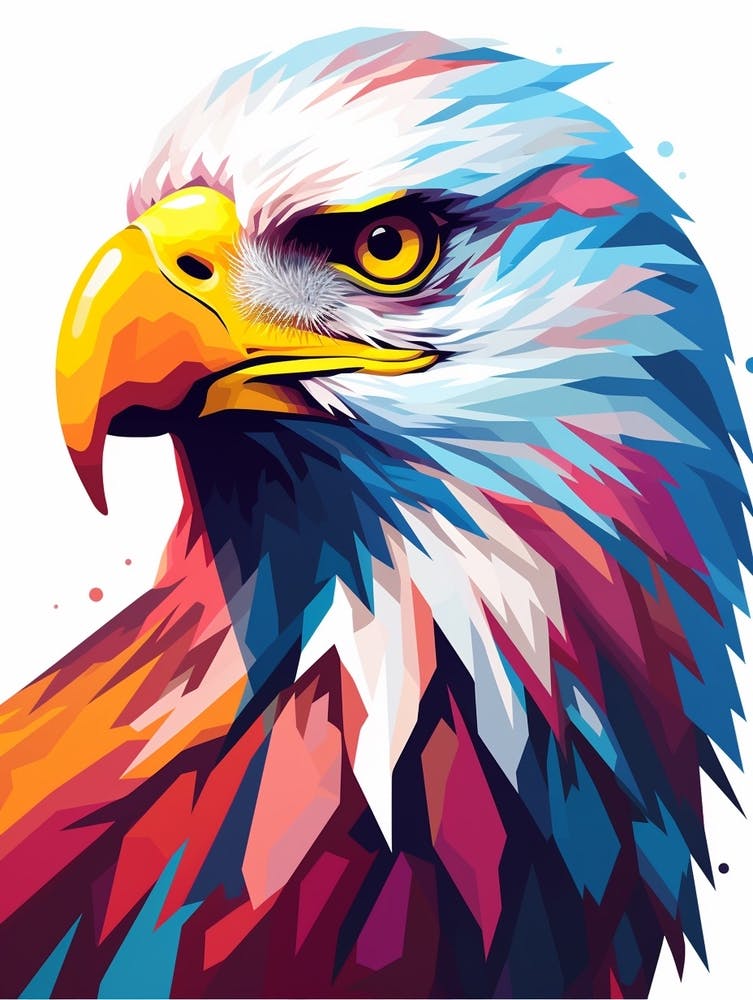 Colourful Geometric Bird Bald Eagle 3