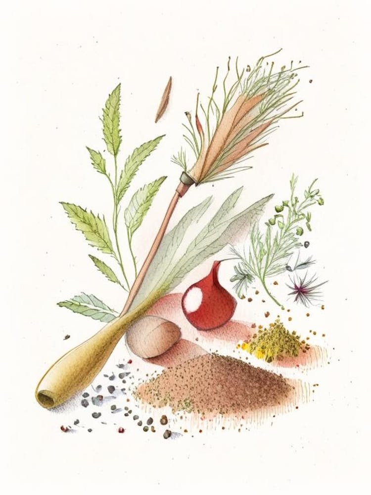 Mace Spices And Herbs Pencil Illustration 4