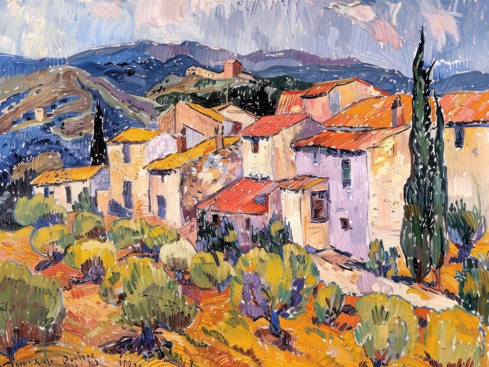 Village Daydreams Painting Inspired By Paul Cezanne