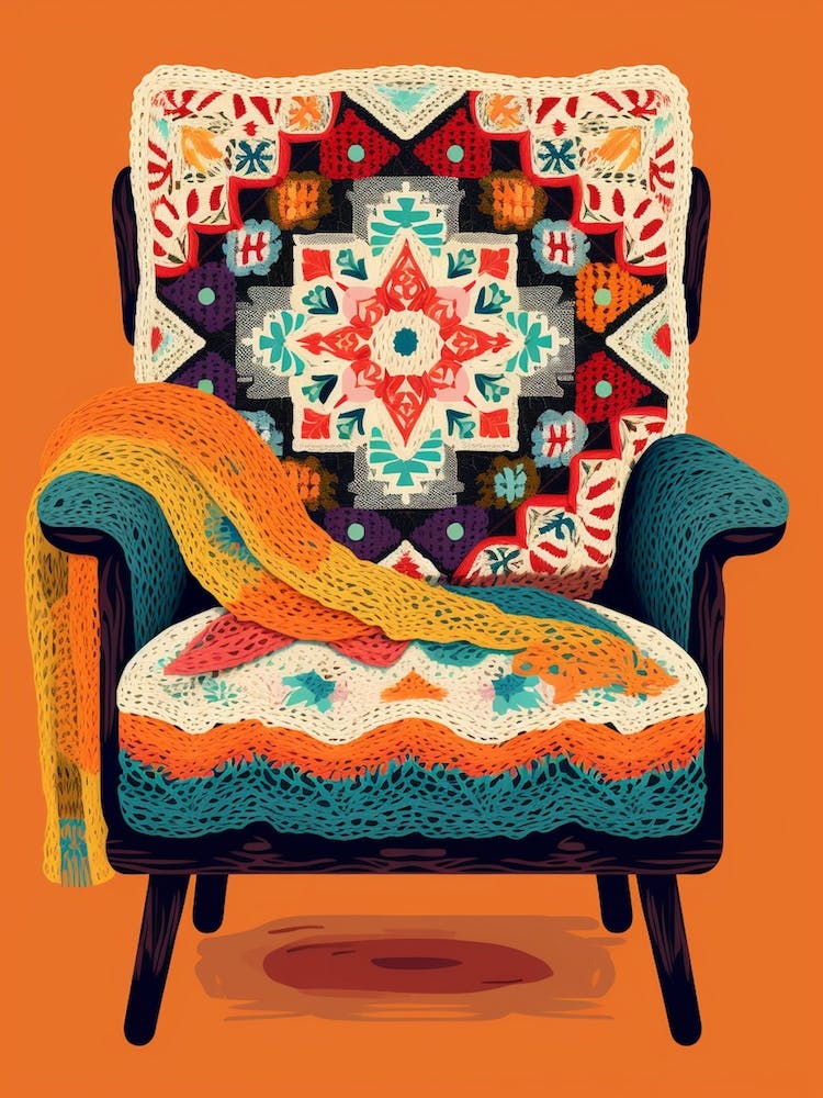 Vintage Crochet Chair Illustration 2