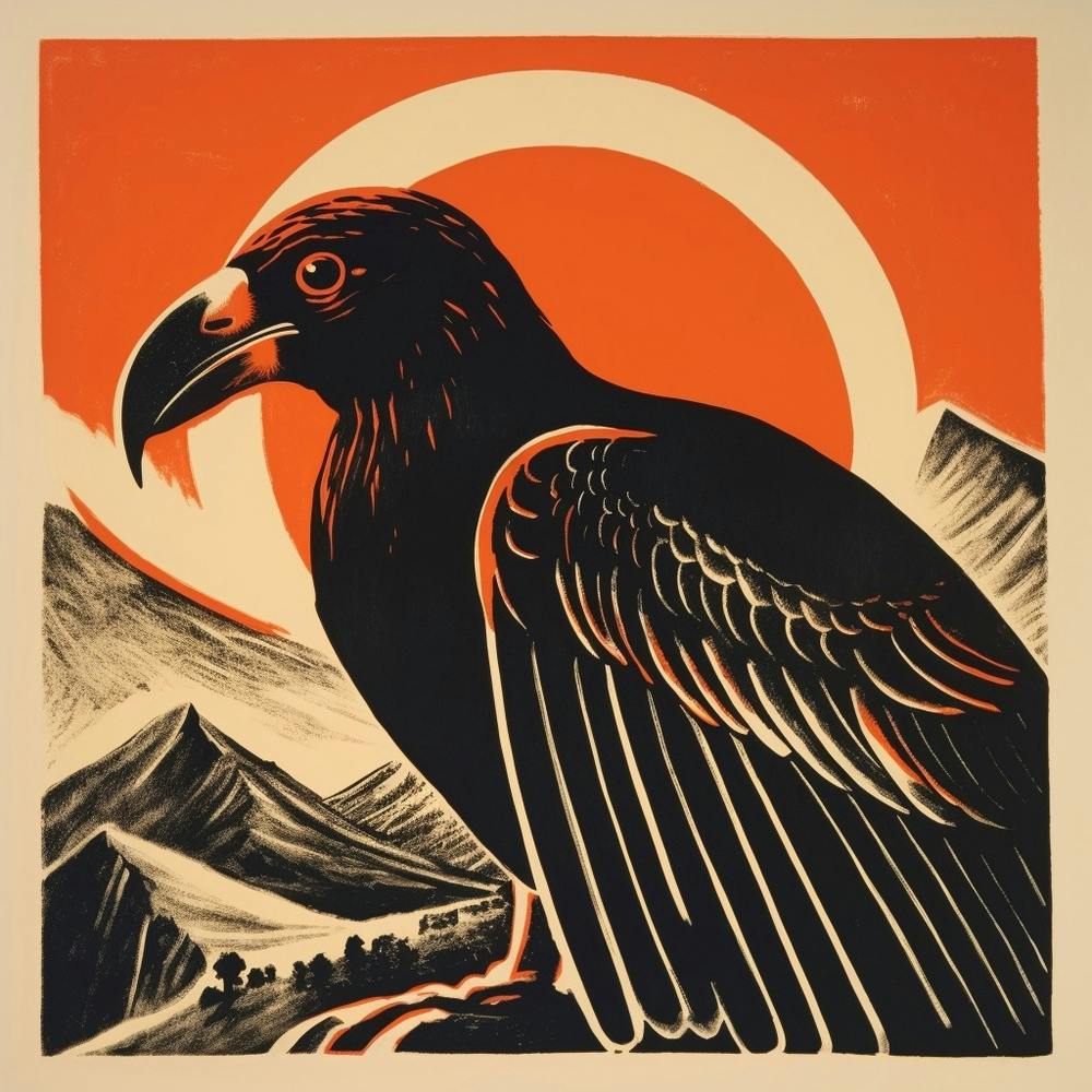 Retro Bird Lithograph California Condor 4