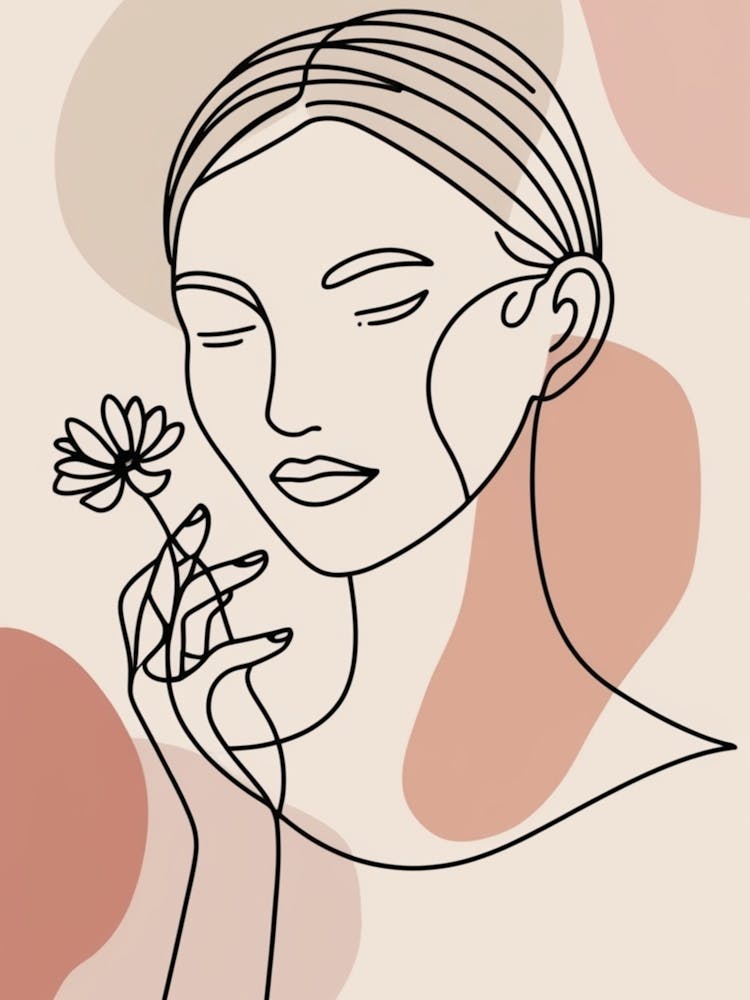 Face Of A Woman With A Flower