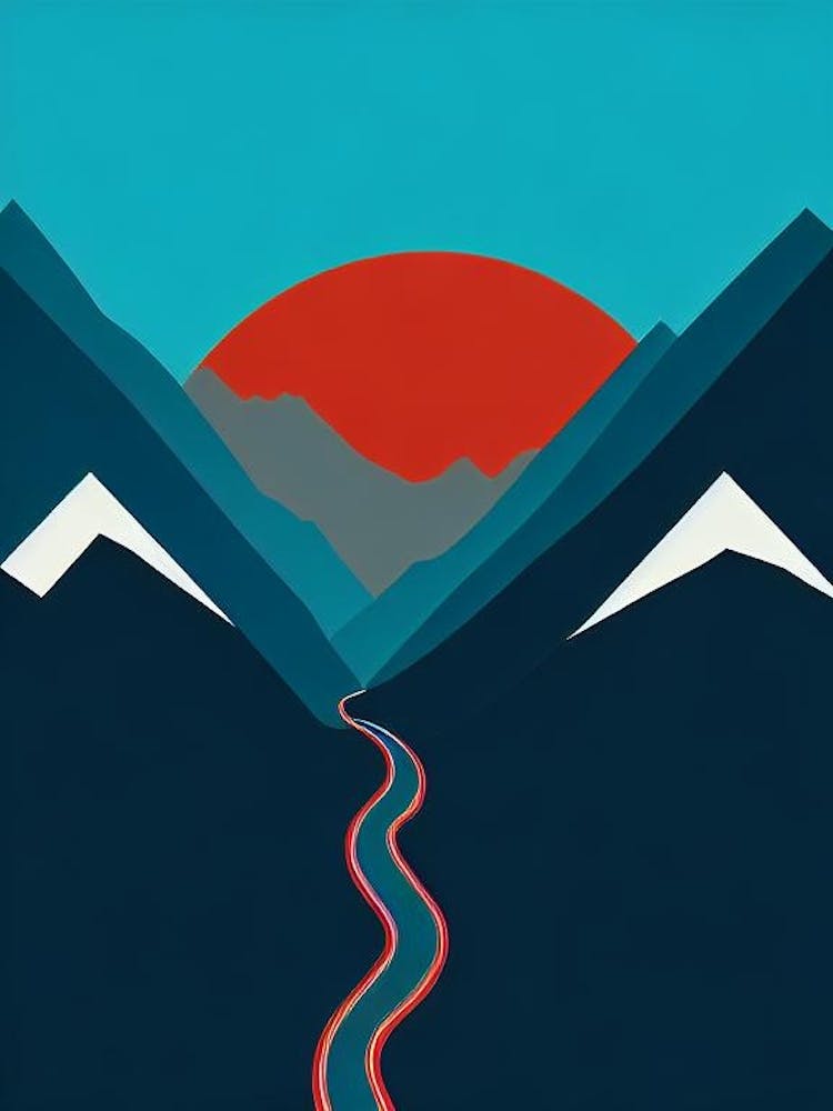 La Parva, Chile Modern Illustration Skiing Poster