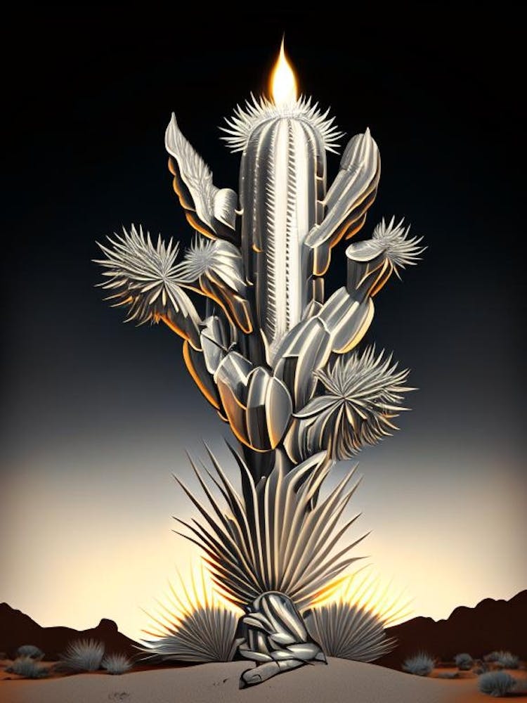 Silver Torch Joshua Tree Vintage Botanical Line Drawing  (3)