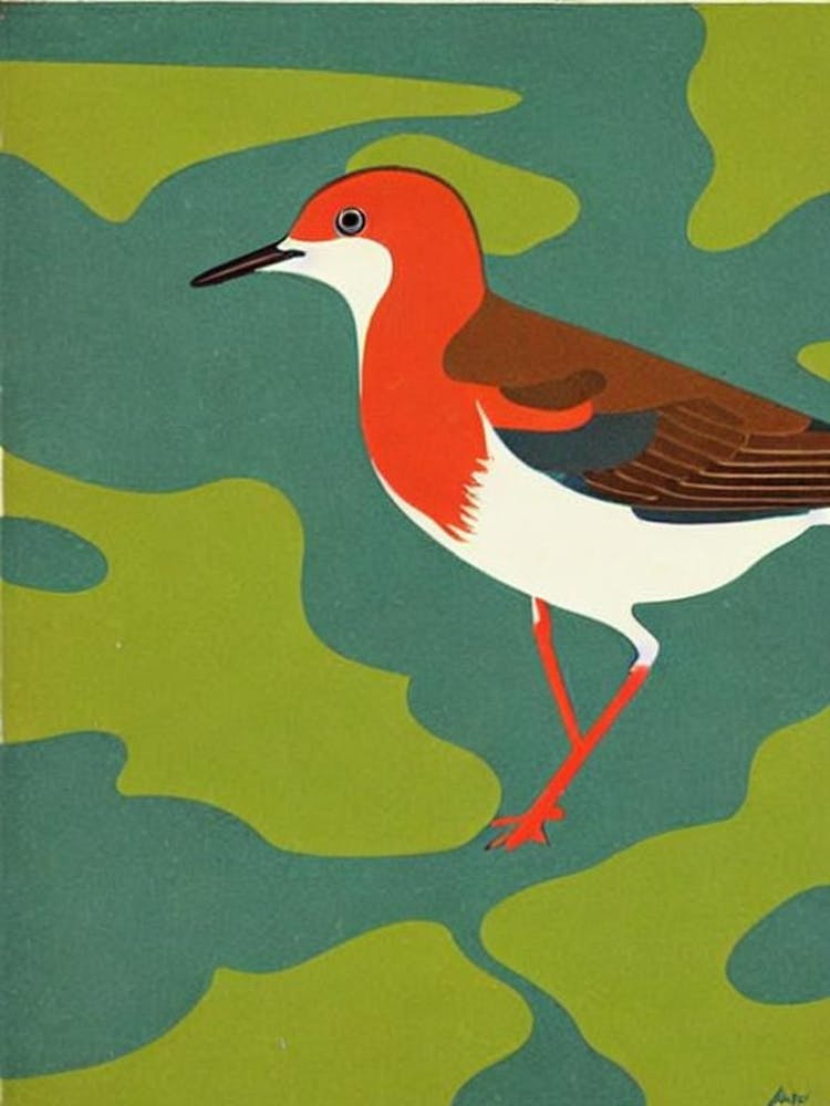 Dipper Midcentury Illustration Bird